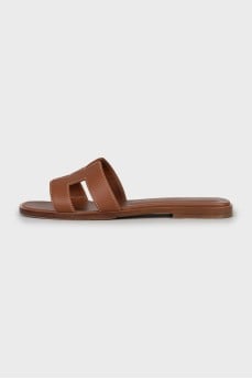 Oran brown leather slippers