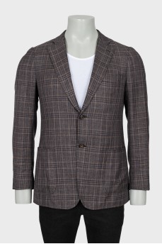 Men's brown checkered blazer