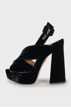 Velvet heeled sandals