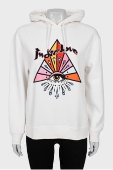 White hoodie with embroidery