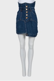 Denim skirt with button pockets
