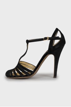 Black suede sandals