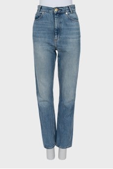 Straight blue jeans
