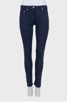 Сині джинси skinny fit з вишивкою