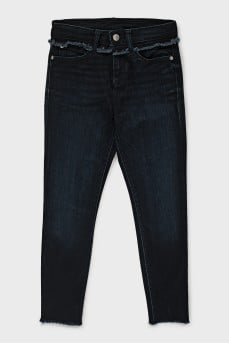 Джинси skinny fit з необробленим поясом