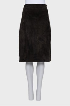 Straight leather skirt