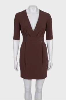 Brown v-neck dress
