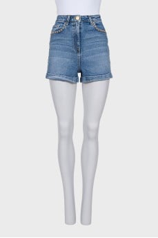 Denim shorts with studs