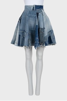 Denim patchwork skirt
