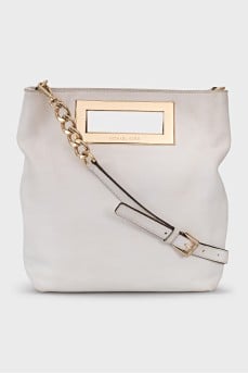 Leather bag with gold handle