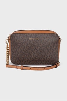 Canvas and leather bag with signature monogram