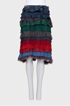 Silk skirt decorated with a brooch