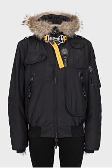 Black parka with removable fur