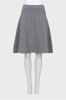 Knitted gray A-line skirt
