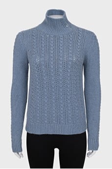 Blue turtleneck sweater
