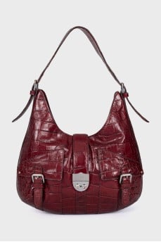 Embossed leather shoulder bag