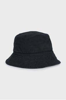Denim black panama hat with tag