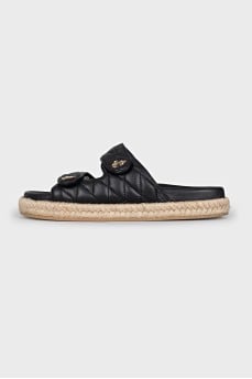 Leather sandals with woven soles