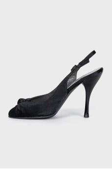 Black textile slingbacks