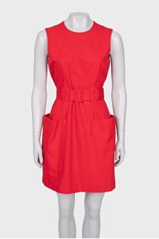 Red denim dress