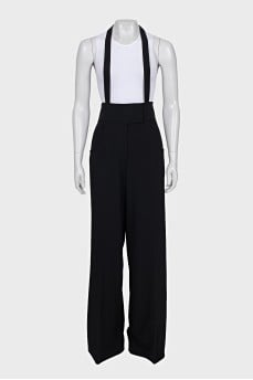 Wool trousers with suspenders