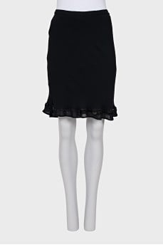 Silk skirt with beads on the hem