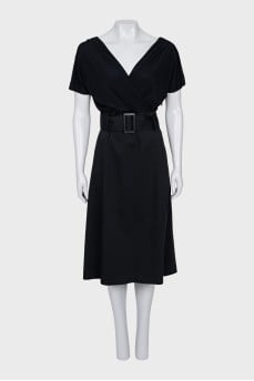 Fitted dress with translucent top