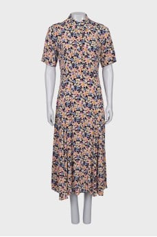 Floral Print Dress with Buttons
