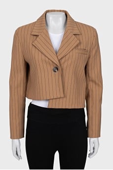 Cropped striped jacket with button