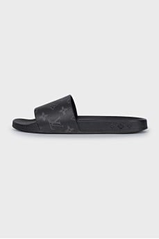 Men's leather slippers with signature print