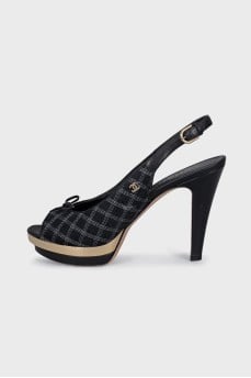 Textile slingbacks with bow