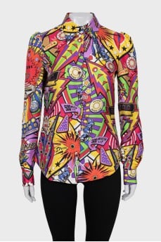 Silk blouse with bright print