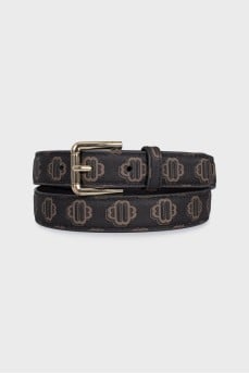 Brown belt with signature print