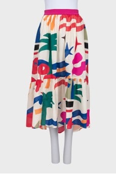 Loose-fitting skirt with a bright print