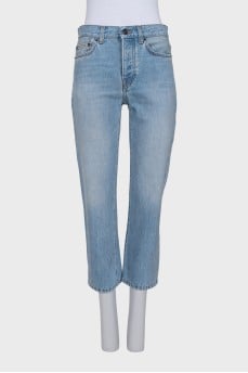 Голубые джинсы straight fit на пуговицах