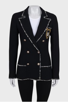 Fitted jacket with embroidered flower