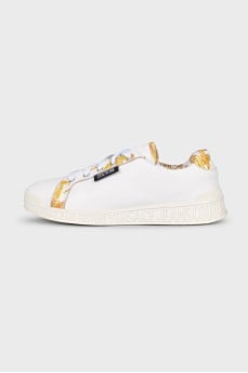 White leather sneakers with print