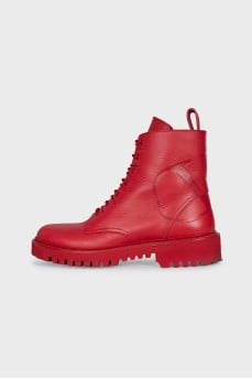Red leather boots