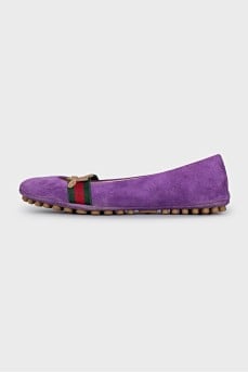 Suede ballet flats with signature decor