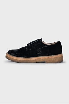Velvet lace-up shoes