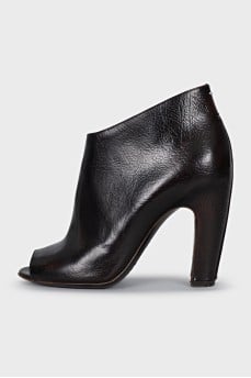 Brown open toe ankle boots