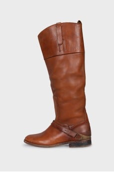 Brown leather boots