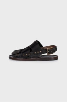Suede sandals with wide straps