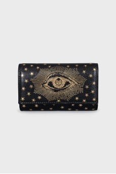 Leather key holder with gold print
