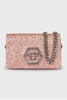 Crystal logo crossbody bag