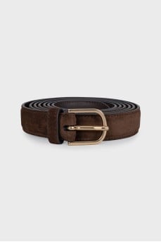 Brown suede and leather belt