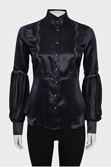 Silk blouse with lace