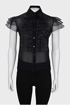 Silk blouse with ruffles and buttons