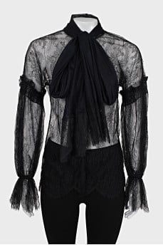 Lace blouse with ties