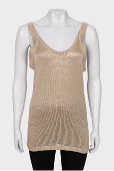 Knitted tank top with wide straps